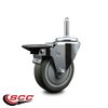 Service Caster 4 Inch Gray Polyurethane Wheel Swivel 58 Inch Threaded Stem Caster with Brake SCC SCC-TS20S414-PPUB-PLB-58212